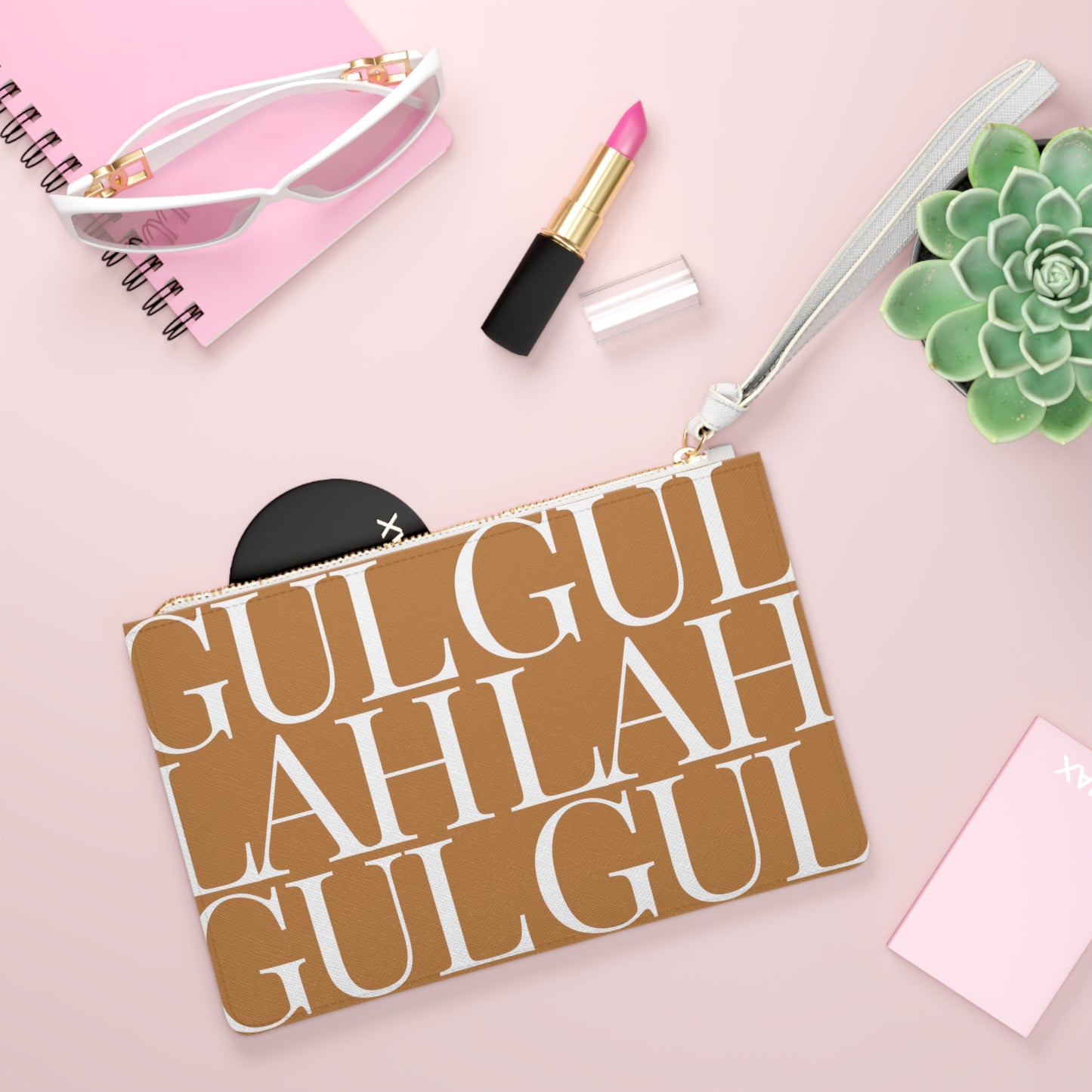 Gullah Composition Tan Clutch Bag