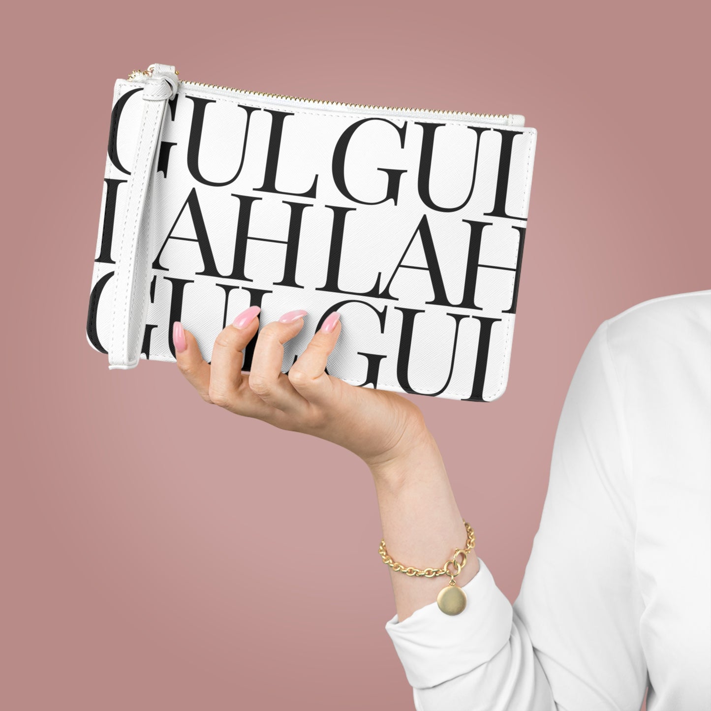Gullah Composition Bold White Clutch Bag